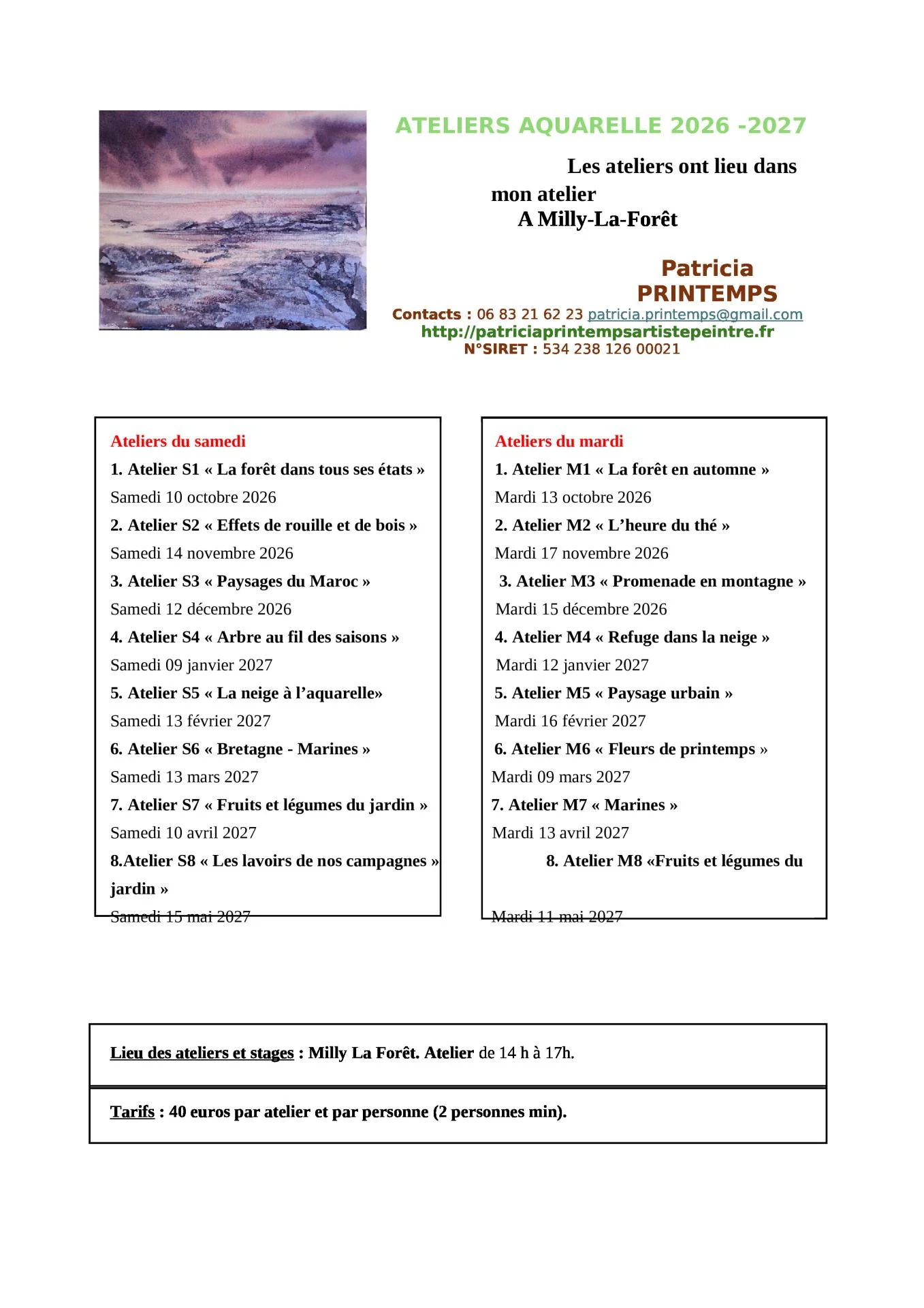 Programme resume 2026 2027